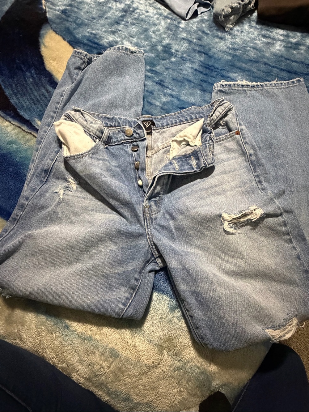 Windsor Faded Light Blue Distressed Boyfriend Jeans